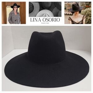 LINA OSORIO Handmade Black Wool Felt Fedora Hat